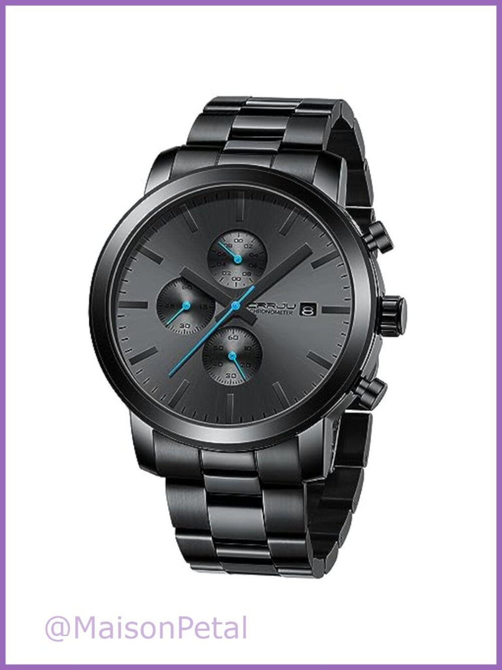 Men's Stainless Steel Chronograph Quartz Watch Waterproof Japanese Movement